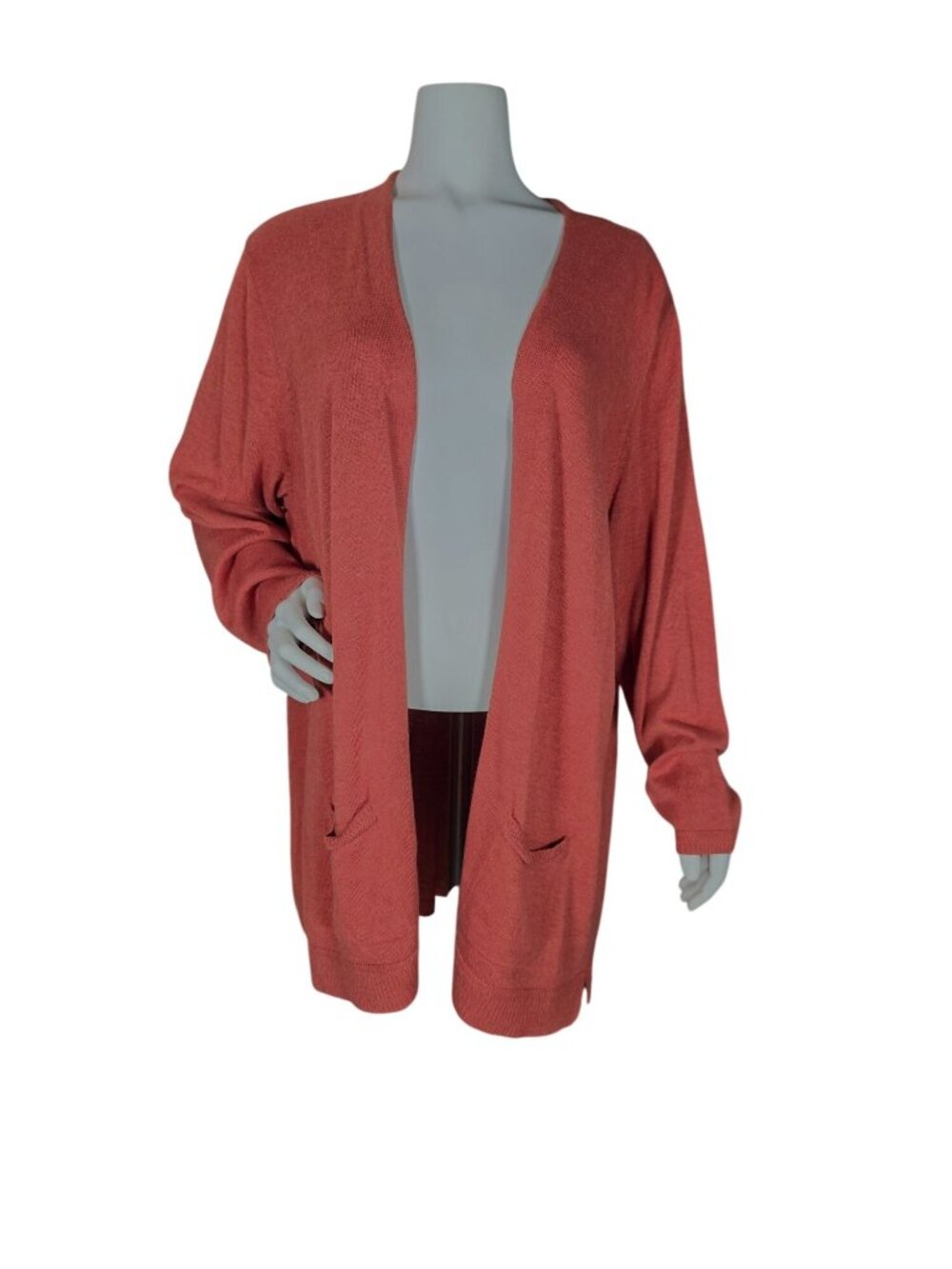 Croft & Barrow 2X Cardigan Sweaters Lot 2 Rust Orange Button Up & Open Duster - Picture 2 of 10